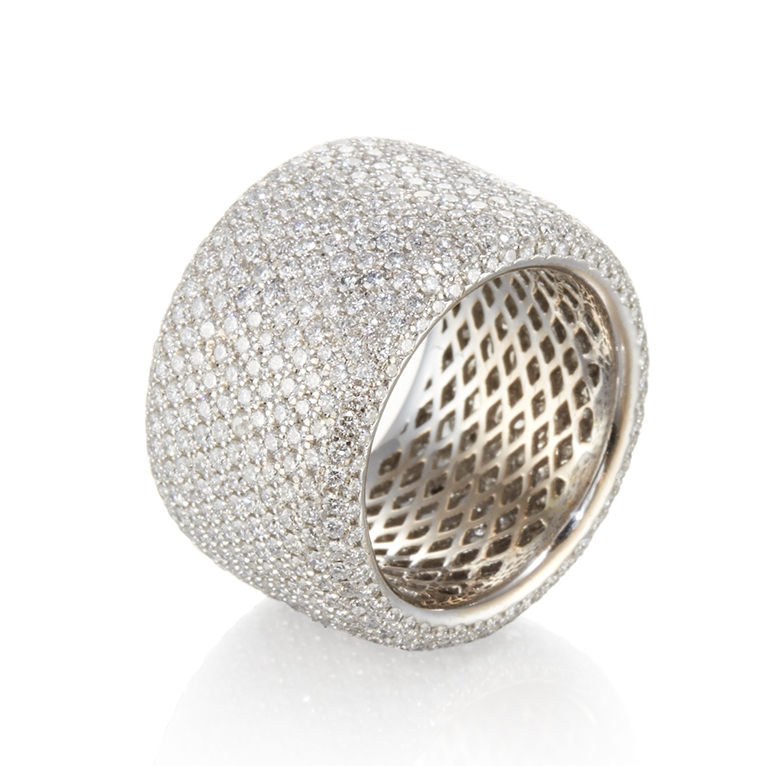 18K Pav&eacute; Diamond Cigar Band Eternity Ring